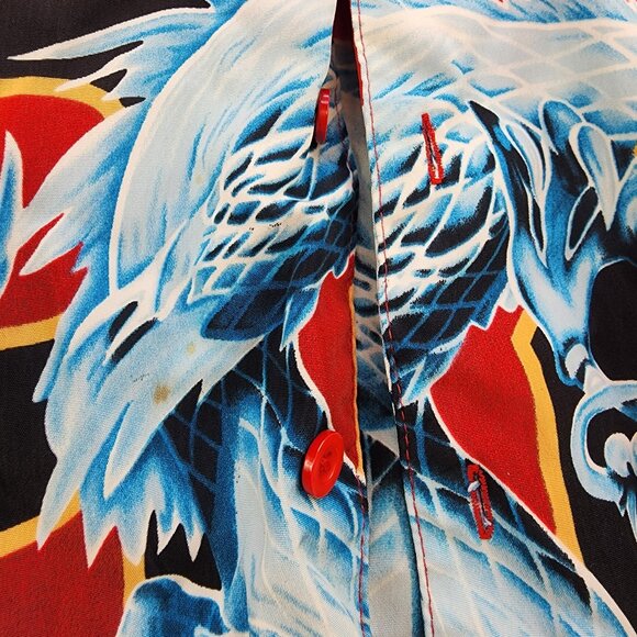 Urban Rags Flames Dragon Fire Button Short Sleeve Shirt (M) - Picture 8 of 8